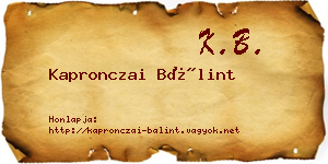 Kapronczai Bálint névjegykártya