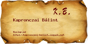 Kapronczai Bálint névjegykártya