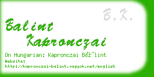 balint kapronczai business card